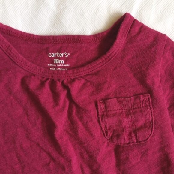 carter's magenta peplum long sleeve top 18 months baby girl - Picture 4 of 5